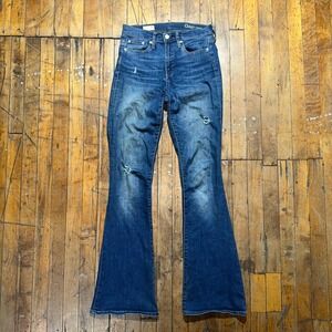 Gap 1969 Jeans Women 26R Blue Denim Skinny Flare Leg Stretch Medium Wash Outdoor